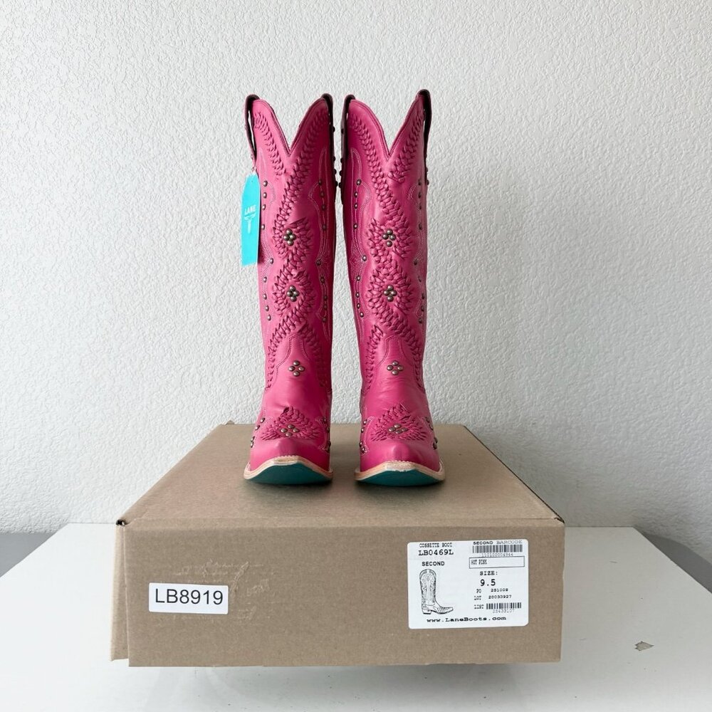 Lane COSSETTE Hot Pink Cowboy Boots Western Tall Snip Toe Size 9.5 - Picture 13 of 14